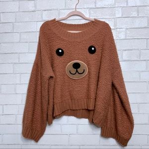 Wildfox White Label Brown Teddy Bear Sweater